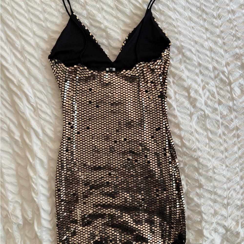 Gold Sequin Slip Mini Dress - Picture 4 of 4